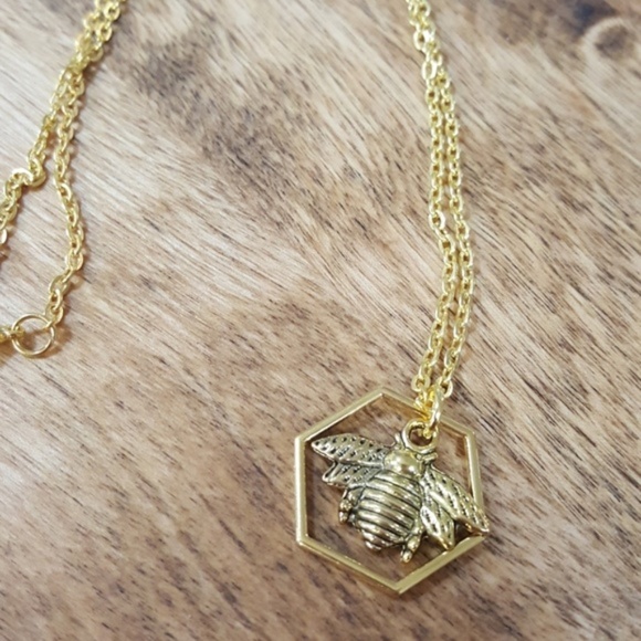 Jewelry - NEW fanciful Bee and honeycomb charm necklace